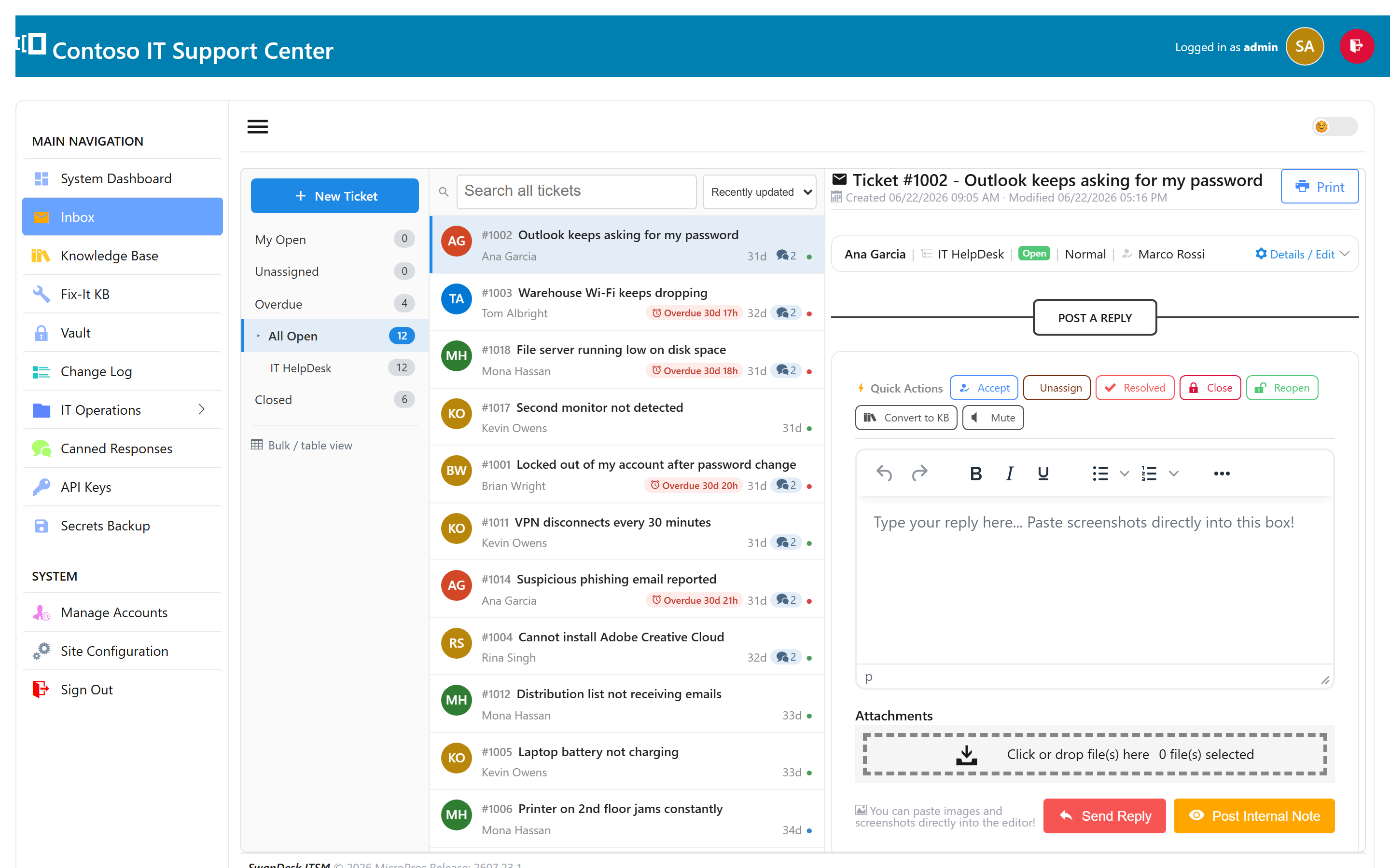 Ticket conversation view